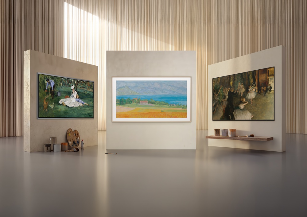 삼성 아트 TV 라인업을 통해 삼성 아트 스토어의 다양한 작품들을 4K 화질로 감상할 수 있다. 왼쪽부터 26년형 OLED S95H, 더 프레임 프로, 마이크로 RGB.