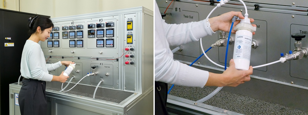 수명이 다한 필터로 테스트를 진행, 교체 직전까지 유지되는 정수 성능을 데이터로 검증했다.