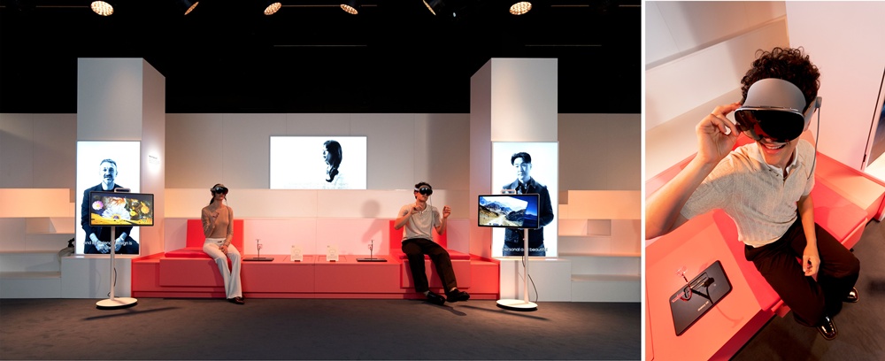 ‘XR Experience’ 존에서 관람객들이 확장 현실을 체험하고 있다.