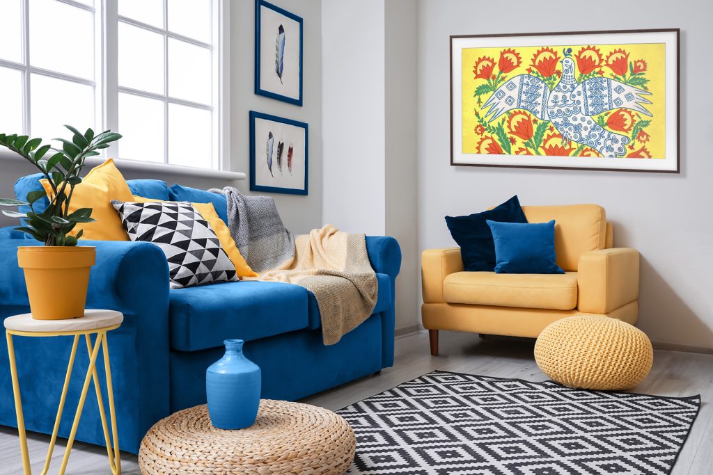 삼성 아트 스토어의 새로운 아트 컬렉션 마리아 프리마첸코 작품이 삼성 아트 TV에 송출되고 있는 모습 두 번째