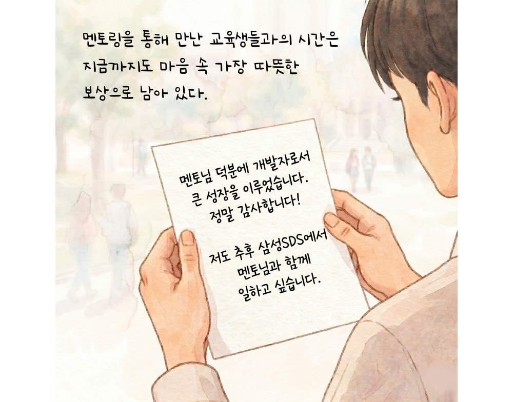 멘토링을 통해 만난 교육생들과의 시간은 지금까지도 마음 속 가장 따뜻한 보상으로 남아 있다.