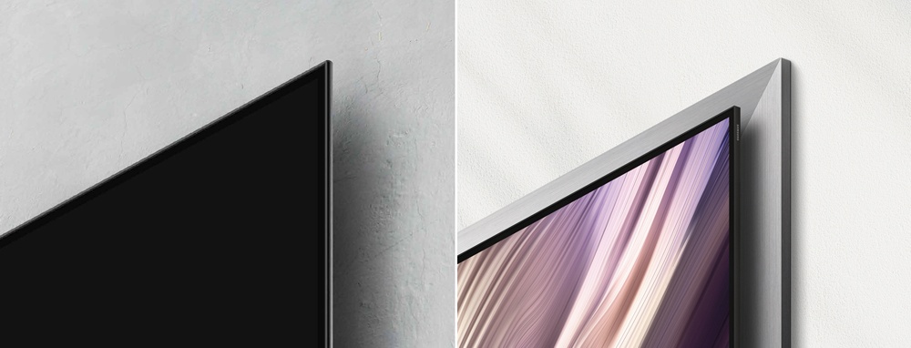 기존의 OLED TV(왼쪽)와 OLED TV ‘S95H’(오른쪽) 비교 사진.